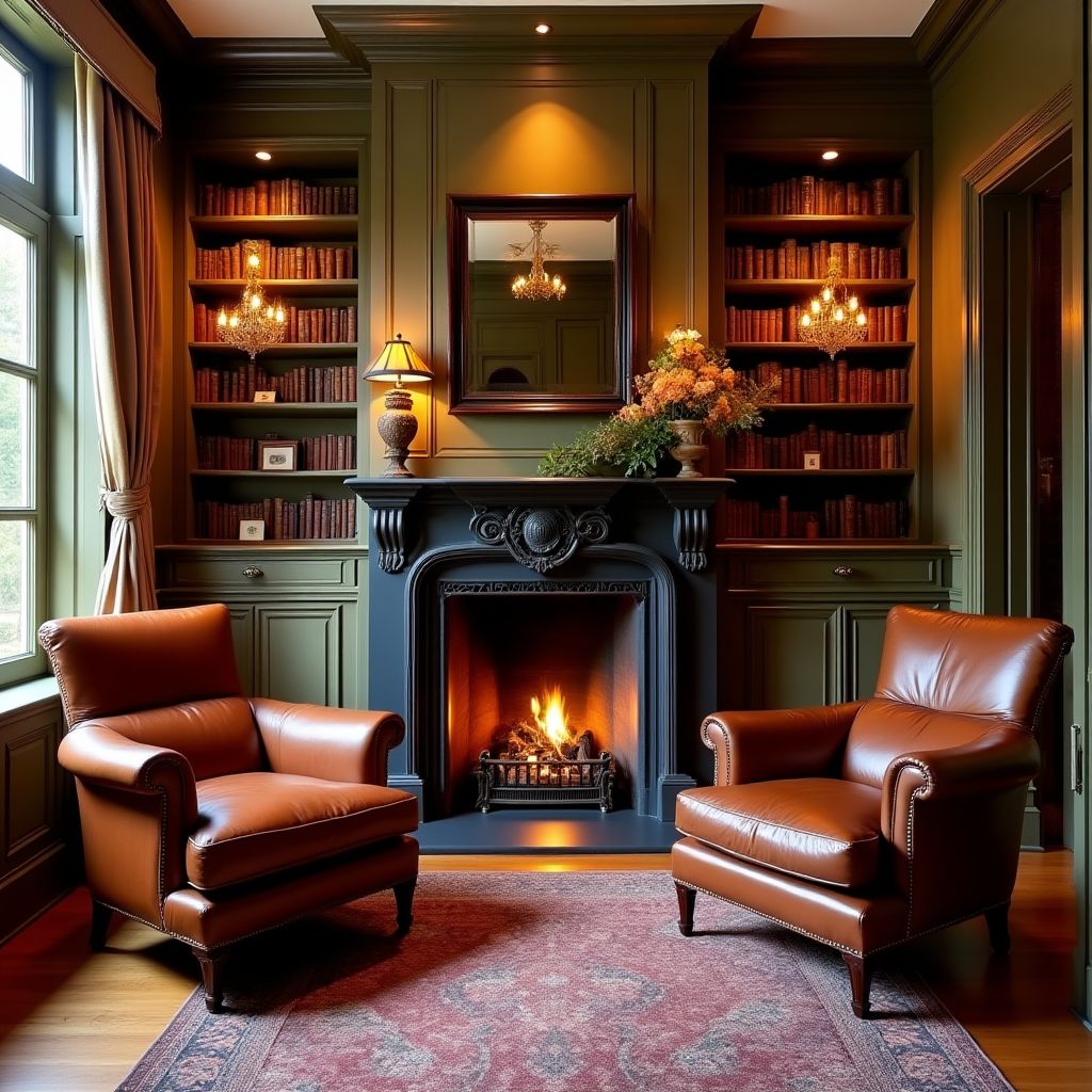 Bibliothèque d'hôtel chic