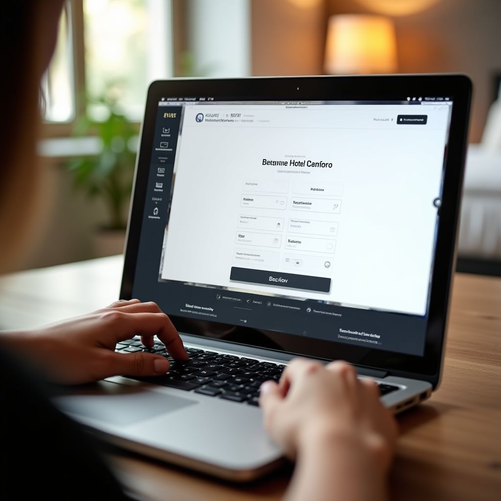 Processus de réservation d'hôtel simplifié sur un ordinateur portable