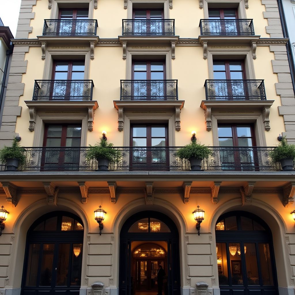 Façade historique d'un hôtel de luxe
